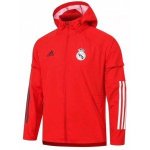 Jaqueta corta vento oficial Adidas Real Madrid 2020 2021 Vermelha